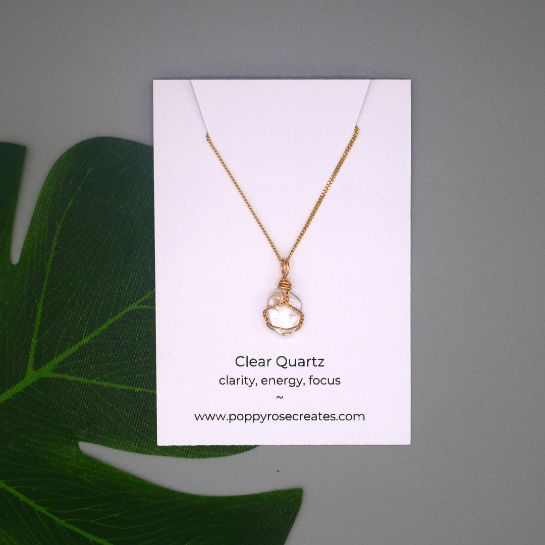 Clear quartz 14ct gold crystal necklace 